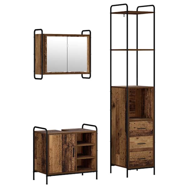 Vannitoa kapikomplekt 3 tk Vana puit 40 × 36 × 200,5 cm