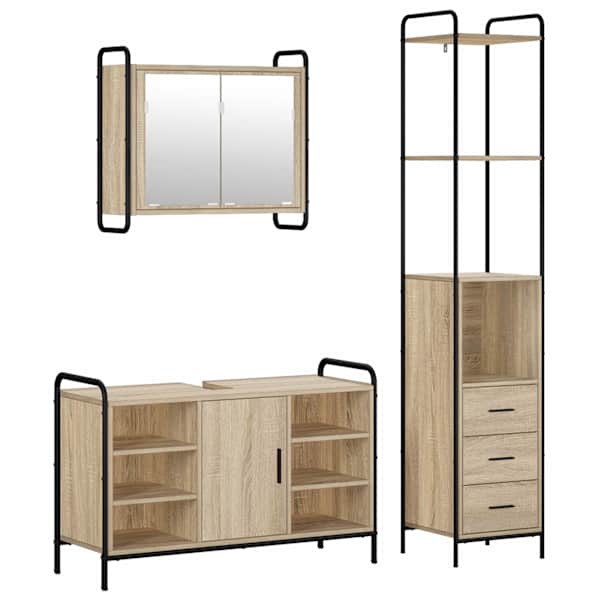 Vannitoa kapikomplekt 3 tk Sonoma tamm 40 × 36 × 200,5 cm