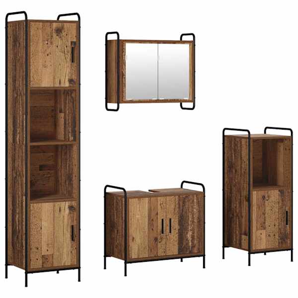 Vannitoa kapikomplekt 4 tk Vana puit 40 × 36 × 181 cm Tehispuit