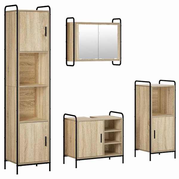 Vannitoa kapikomplekt 4 tk Sonoma tamm 40 × 36 × 181 cm