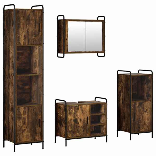 Vannitoa kapikomplekt 4 tk Suitsutatud tamm 40 × 36 × 181 cm