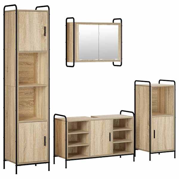 Vannitoa kapikomplekt 4 tk Sonoma tamm 40 × 36 × 181 cm
