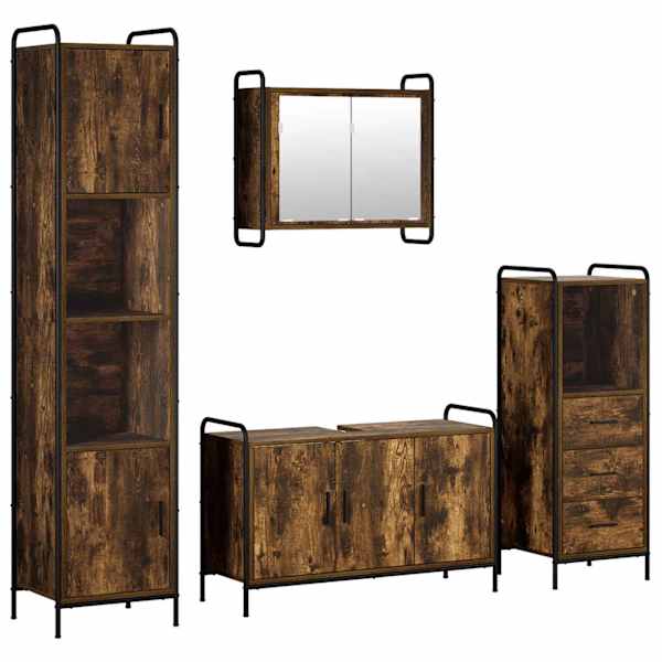 Vannitoa kapikomplekt 4 tk Suitsutatud tamm 40 × 36 × 181 cm