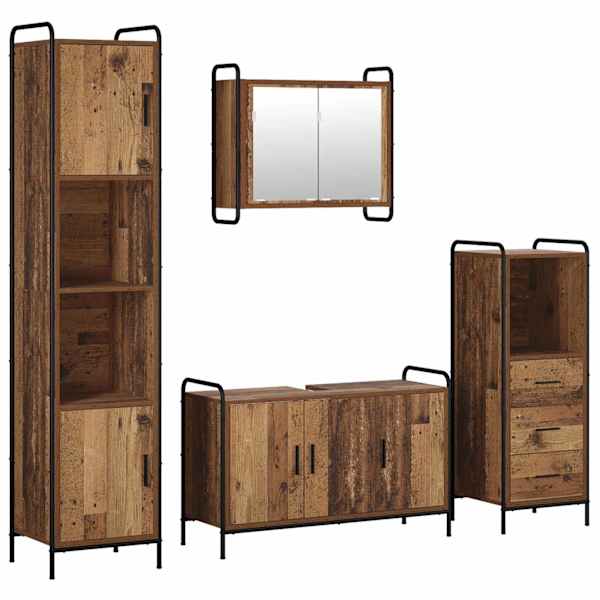 Vannitoa kapikomplekt 4 tk Vana puit 40 × 36 × 181 cm Tehispuit