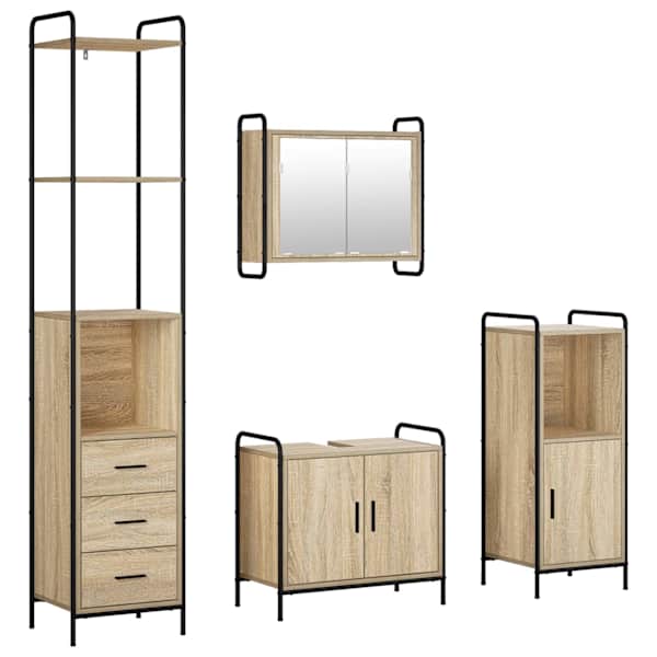 Vannitoa kapikomplekt 4 tk Sonoma tamm 40 × 36 × 200,5 cm