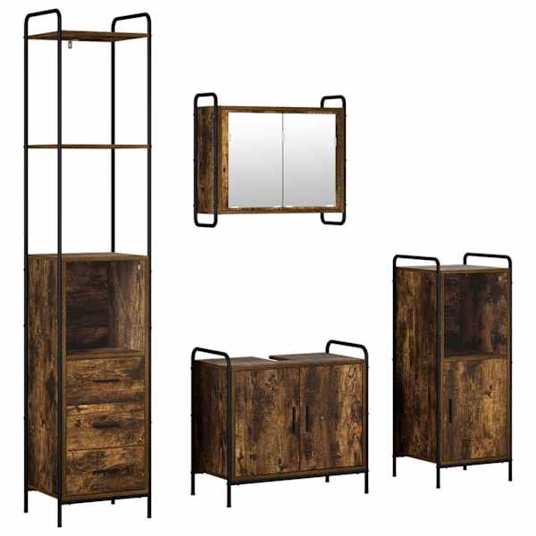 Vannitoa kapikomplekt 4 tk Suitsutatud tamm 40 × 36 × 200,5 cm