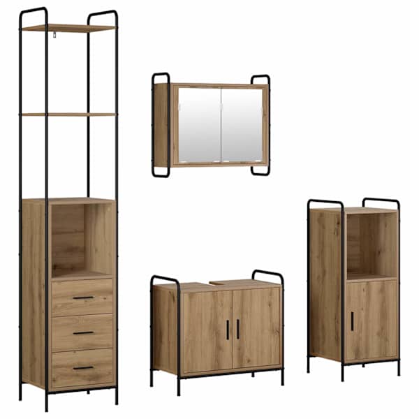 Vannitoa kapikomplekt 4 tk Artisan tamm 40 × 36 × 200,5 cm