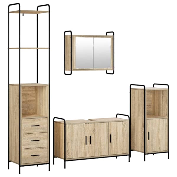Vannitoa kapikomplekt 4 tk Sonoma tamm 40 × 36 × 200,5 cm