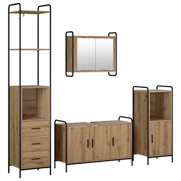Vannitoa kapikomplekt 4 tk Artisan tamm 40 × 36 × 200,5 cm
