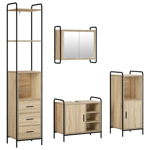 Vannitoa kapikomplekt 4 tk Sonoma tamm 40 × 36 × 200,5 cm