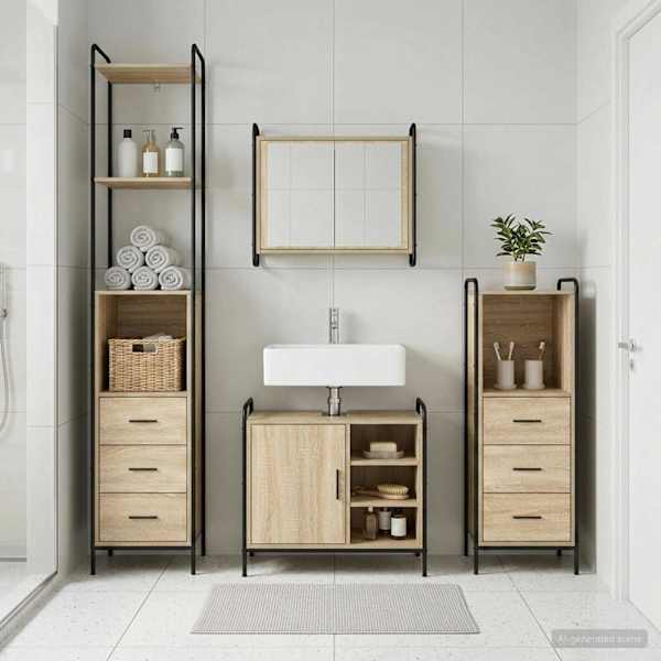 Vannitoa kapikomplekt 4 tk Sonoma tamm 40 × 36 × 200,5 cm