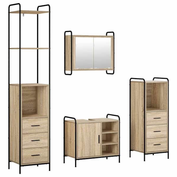 Vannitoa kapikomplekt 4 tk Sonoma tamm 40 × 36 × 200,5 cm