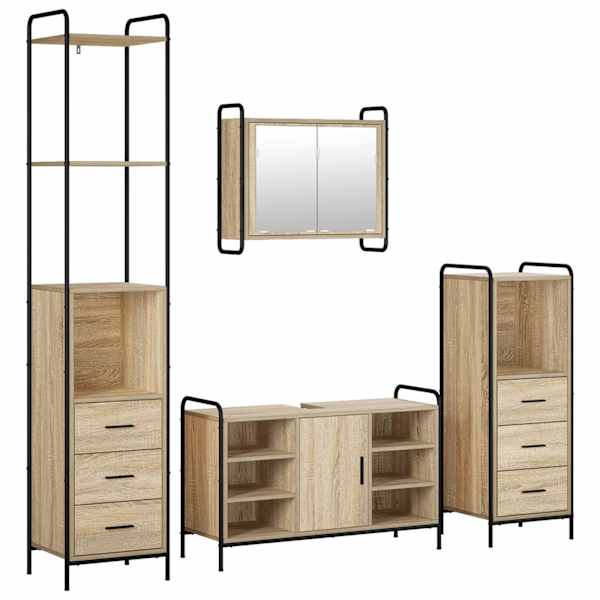 Vannitoa kapikomplekt 4 tk Sonoma tamm 40 × 36 × 200,5 cm