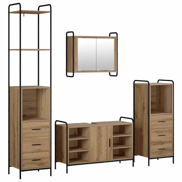 Vannitoa kapikomplekt 4 tk Artisan tamm 40 × 36 × 200,5 cm