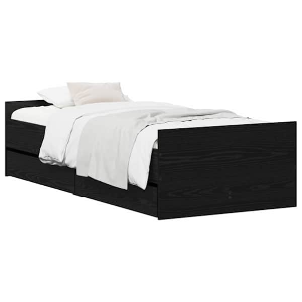 Voodiraam, must tamm, 100 × 200 cm, tehispuit — mudel 3446582