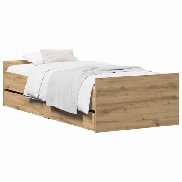 Voodiraam, artisan tamm, 90 × 200 cm, tehispuit — mudel 3446586