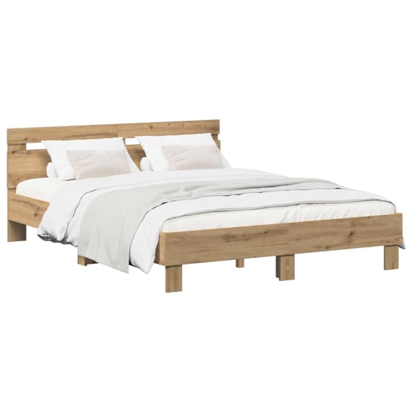 Voodiraam, artisan tamm, 135 × 190 cm, tehispuit — mudel 3446595