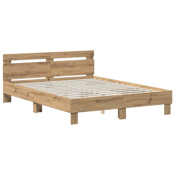 Voodiraam, artisan tamm, 135 × 190 cm, tehispuit — mudel 3446595