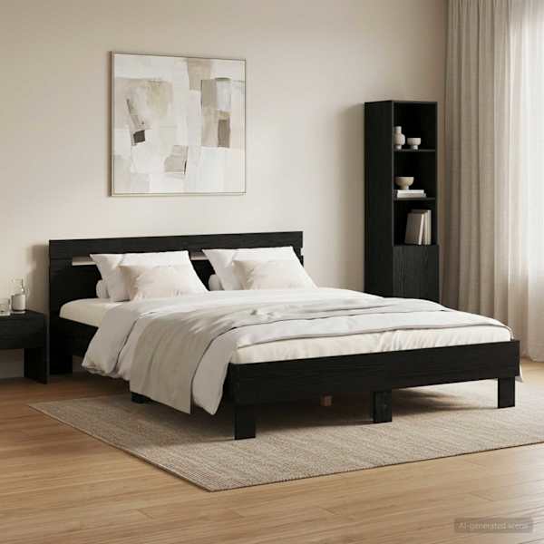 Voodiraam, must tamm, 135 × 190 cm, tehispuit — mudel 3446596