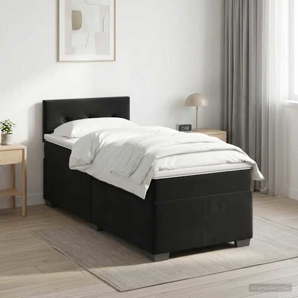 Voodiraam koos madratsiga, must, 80 × 200 cm, samet