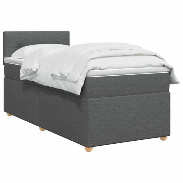 Kontinentaalvoodi koos madratsiga, tumehall, 90 × 190 cm, kangas — mudel 3450847