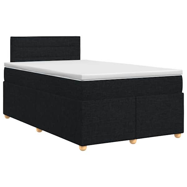 Kontinentaalvoodi koos madratsiga, must, 120 × 190 cm, kangas — mudel 3450904