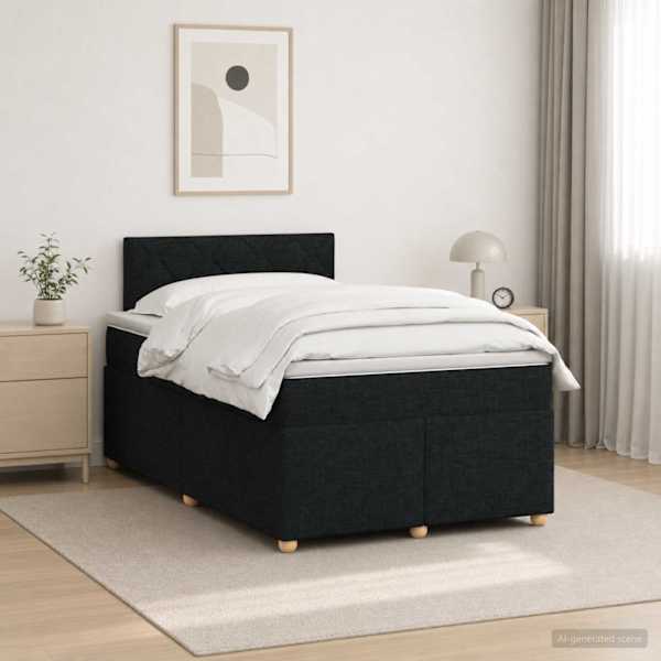 Kontinentaalvoodi koos madratsiga, must, 120 × 190 cm, kangas — mudel 3450918