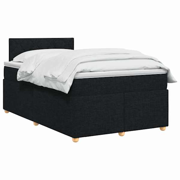 Kontinentaalvoodi koos madratsiga, must, 120 × 190 cm, kangas — mudel 3450918
