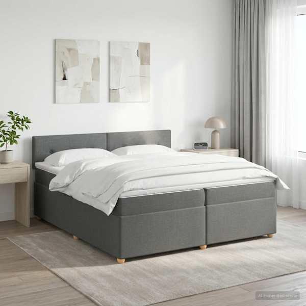 Kontinentaalvoodi koos madratsiga, tumehall, 200 × 200 cm, kangas — mudel 3451036