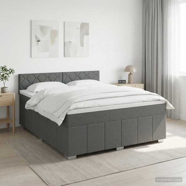 Kontinentaalvoodi koos madratsiga, tumehall, 180 × 200 cm, kangas — mudel 3451277