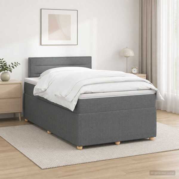 Kontinentaalvoodi koos madratsiga, tumehall, 120 × 190 cm, kangas — mudel 3451413