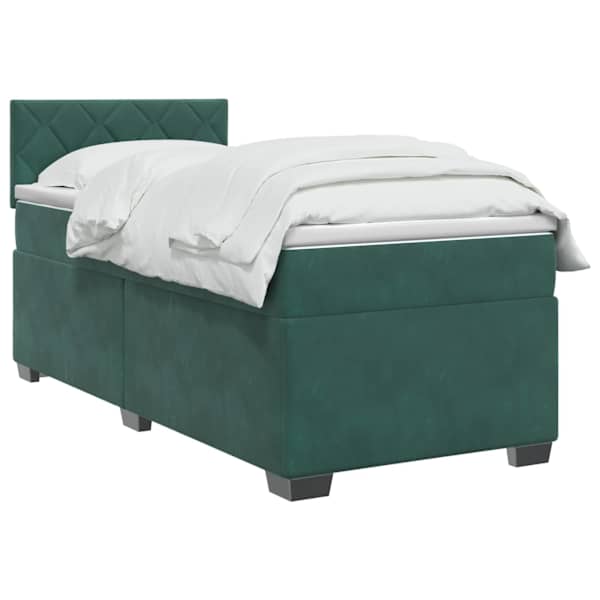 LED-valgustusega kontinentaalvoodi koos madratsiga, tumeroheline, 90 × 200 cm — mudel 3452111