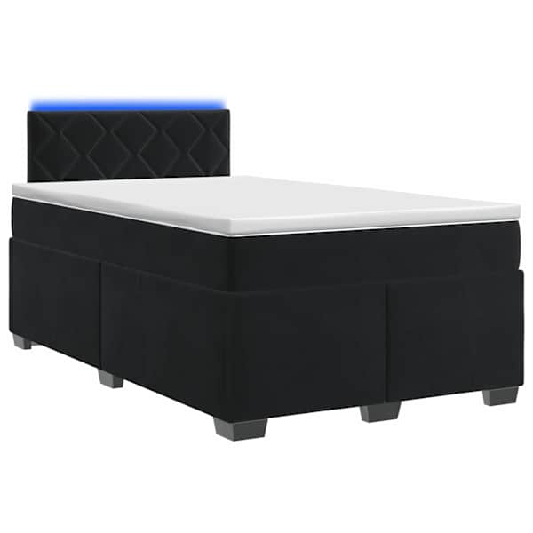 LED-valgustusega kontinentaalvoodi koos madratsiga, must, 120 × 190 cm — mudel 3452146