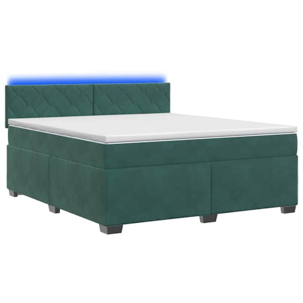 LED-valgustusega kontinentaalvoodi koos madratsiga, tumeroheline, 140 × 190 cm — mudel 3452183