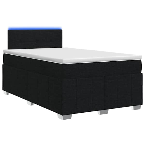 LED-valgustusega kontinentaalvoodi koos madratsiga, must, 120 × 190 cm, kangas — mudel 3452630