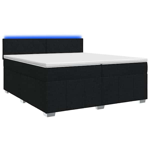 LED-valgustusega kontinentaalvoodi koos 2 madratsiga, must, 200 × 200 cm, kangas — mudel 3452763