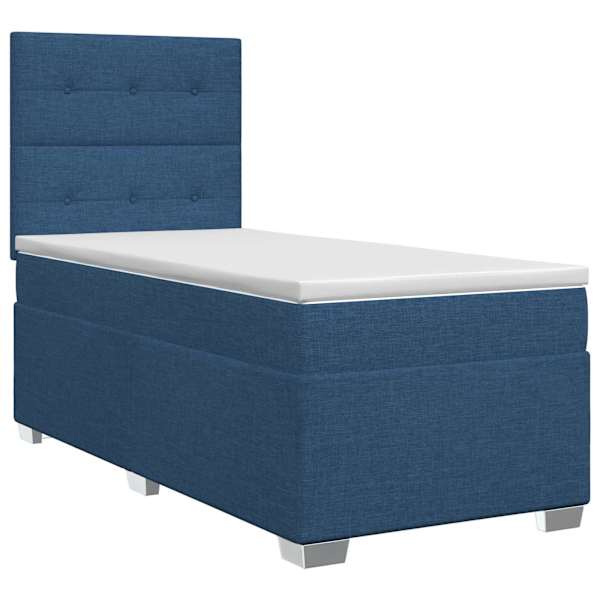 Kontinentaalvoodi koos madratsiga, sinine, 80 × 200 cm, kangas
