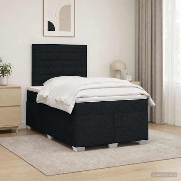 Kontinentaalvoodi koos madratsiga, must, 120 × 190 cm, kangas — mudel 3453355