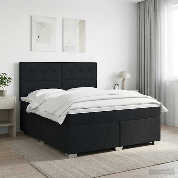 Kontinentaalvoodi koos madratsiga, must, 180 × 200 cm, kangas — mudel 3453467