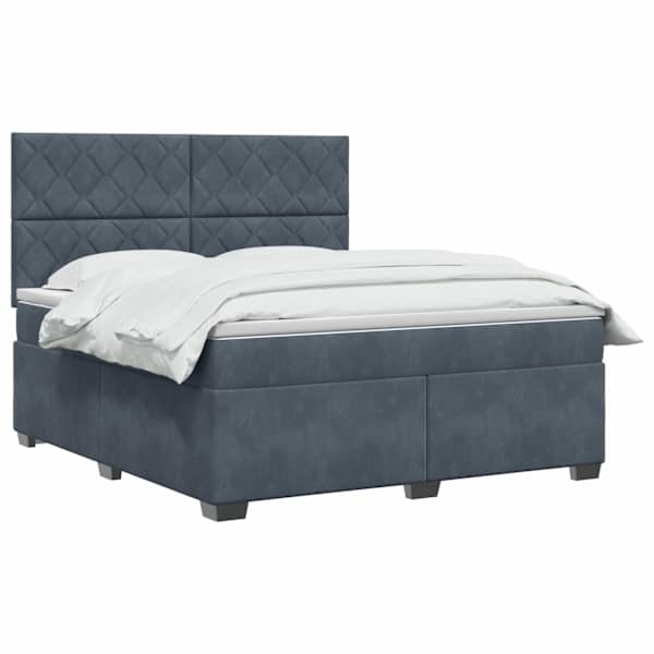 Kontinentaalvoodi koos madratsiga, tumehall, 140 × 190 cm, samet — mudel 3453645