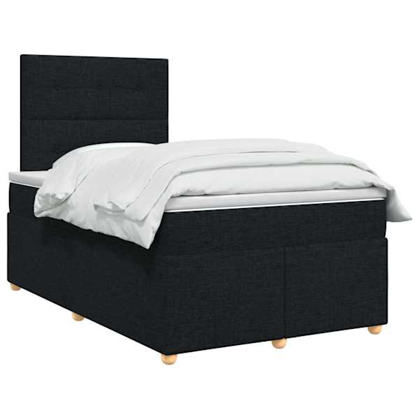 Kontinentaalvoodi koos madratsiga, must, 120 × 190 cm, kangas — mudel 3453839