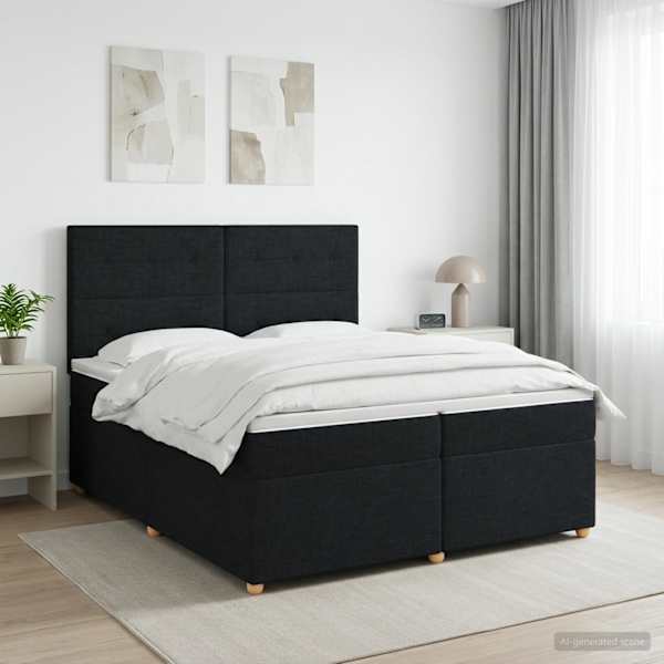 Kontinentaalvoodi koos madratsiga, must, 200 × 200 cm, kangas — mudel 3453965