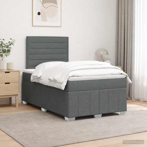 Kontinentaalvoodi koos madratsiga, tumehall, 120 × 190 cm, kangas — mudel 3454086
