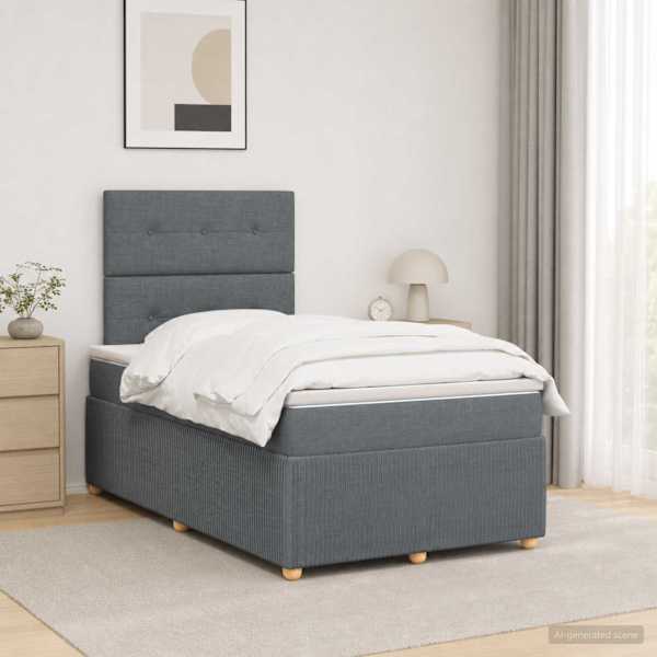 Kontinentaalvoodi koos madratsiga, tumehall, 120 × 190 cm, kangas — mudel 3454348