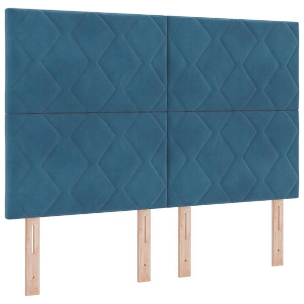 Kontinentaalvoodi koos madratsiga, sinine, 140 × 200 cm, samet — mudel 3454629