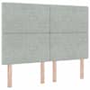 LED-valgustusega voodiraam peatsiga koos madratsiga, helehall, 140 × 190 cm, samet — mudel 3456059