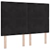 LED-valgustusega voodiraam peatsiga koos madratsiga, must, 140 × 200 cm, samet — mudel 3456085