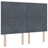 LED-valgustusega voodiraam peatsiga koos madratsiga, tumehall, 160 × 200 cm, samet — mudel 3456102
