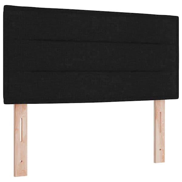 Voodiraam peatsiga koos madratsiga, must, 100 × 200 cm, kangas — mudel 3456221