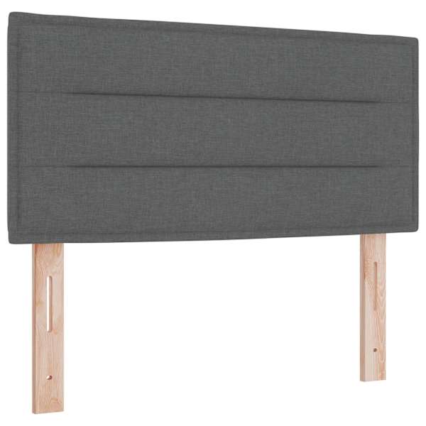 Voodiraam peatsiga koos madratsiga, tumehall, 120 × 200 cm, kangas — mudel 3456234